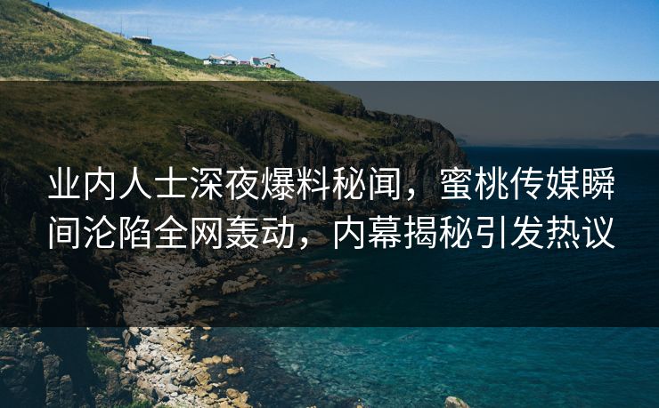 业内人士深夜爆料秘闻，蜜桃传媒瞬间沦陷全网轰动，内幕揭秘引发热议