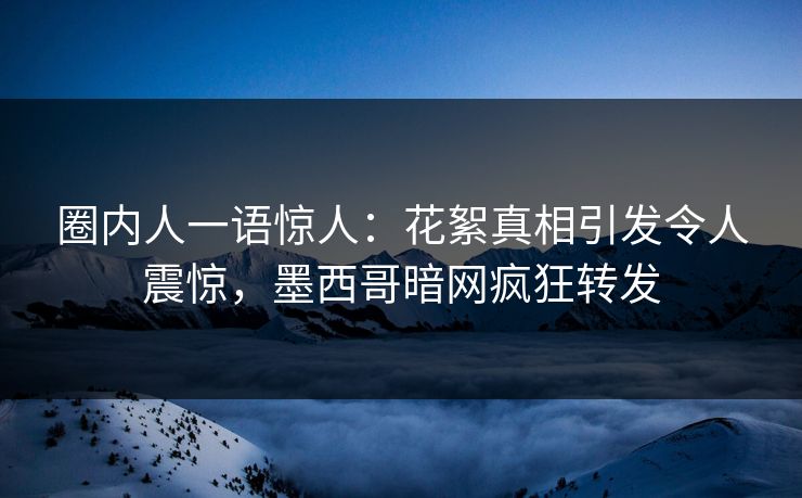 圈内人一语惊人：花絮真相引发令人震惊，墨西哥暗网疯狂转发