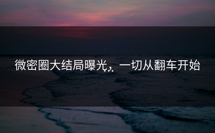 微密圈大结局曝光，一切从翻车开始…