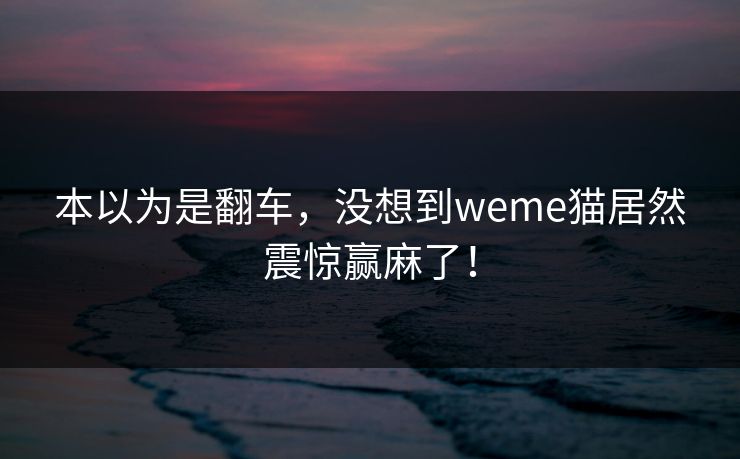 本以为是翻车，没想到weme猫居然震惊赢麻了！