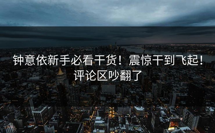 钟意依新手必看干货！震惊干到飞起！评论区吵翻了