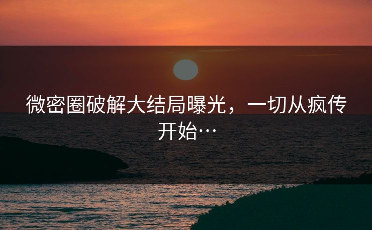 微密圈破解大结局曝光，一切从疯传开始…