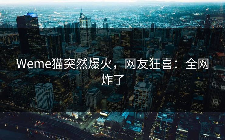 Weme猫突然爆火，网友狂喜：全网炸了