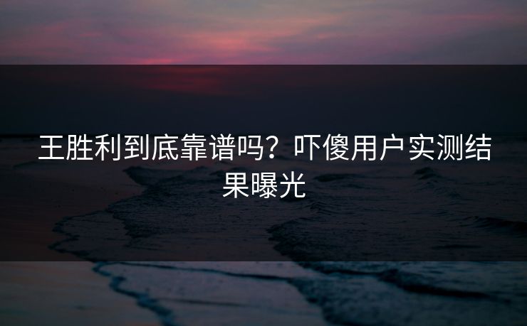 王胜利到底靠谱吗？吓傻用户实测结果曝光