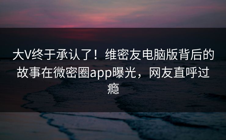 大V终于承认了！维密友电脑版背后的故事在微密圈app曝光，网友直呼过瘾