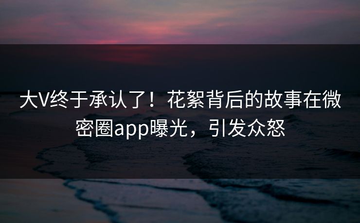 大V终于承认了！花絮背后的故事在微密圈app曝光，引发众怒