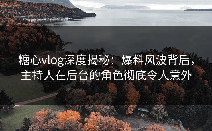 糖心vlog深度揭秘：爆料风波背后，主持人在后台的角色彻底令人意外