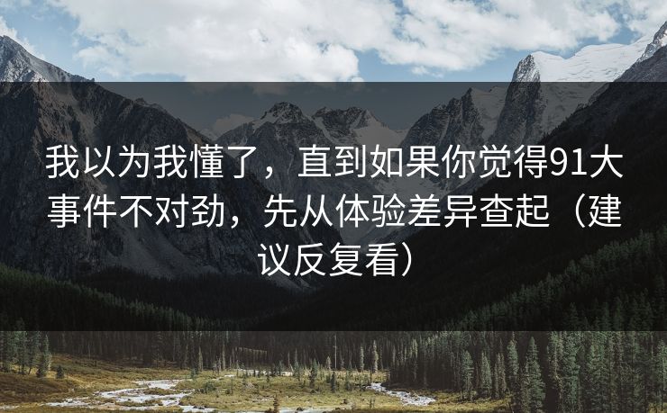 我以为我懂了，直到如果你觉得91大事件不对劲，先从体验差异查起（建议反复看）