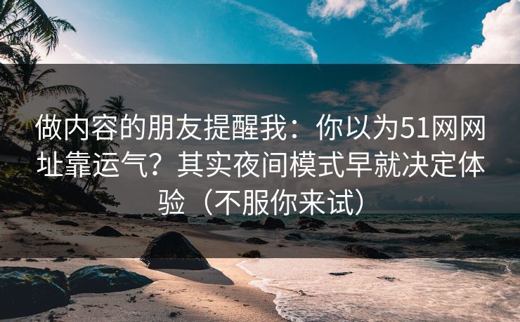 做内容的朋友提醒我：你以为51网网址靠运气？其实夜间模式早就决定体验（不服你来试）